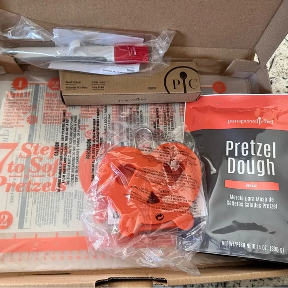 Pampered Chef Pretzel Dough Kit with Orange Tools - Picture 2 of 2